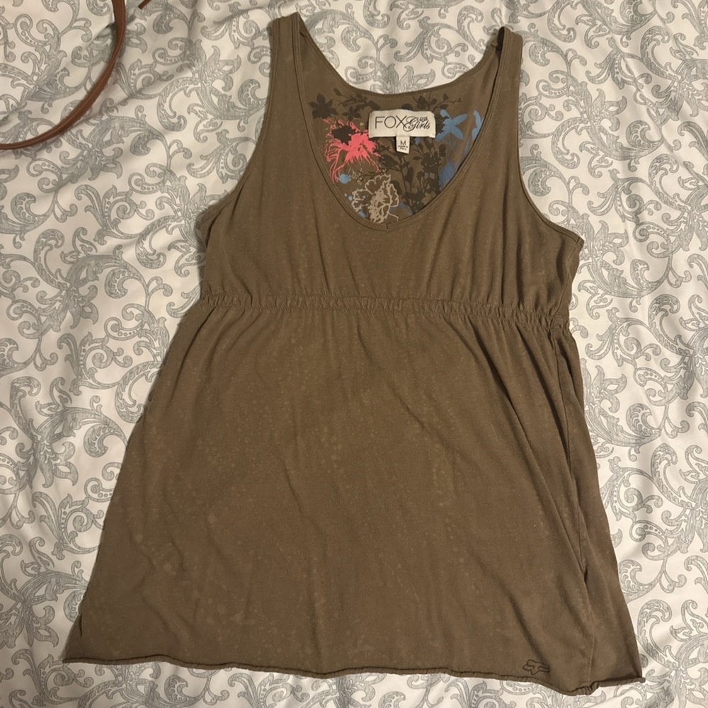 Fox Women's Brown Flowy Racerback with splash design